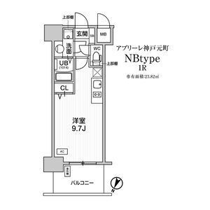 拡大写真:アプリーレ神戸元町 9階910の間取り