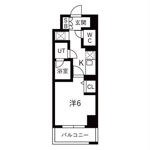 拡大写真:エスティライフ三宮東 8階804の間取り