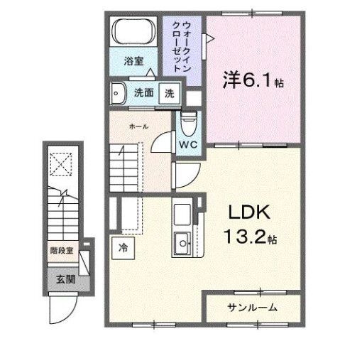拡大写真:グリーンサイド 2階204の間取り
