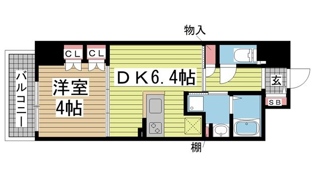 拡大写真:神戸元町Noah 9階905の間取り