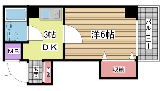 拡大写真:ヴィラパックス神戸 2階206の間取り