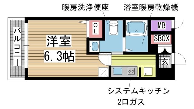 拡大写真：エステムプラザ神戸三宮ルクシア 4階402の間取り