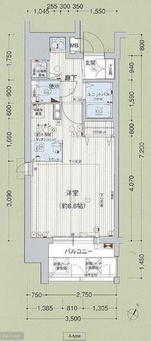 拡大写真:プレサンス三宮花時計前 5階0501の間取り