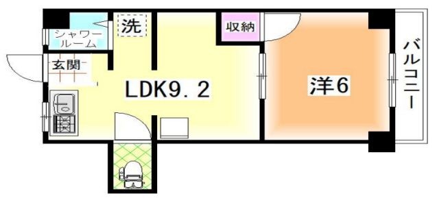 拡大写真:三宮アソシア 4階402の間取り
