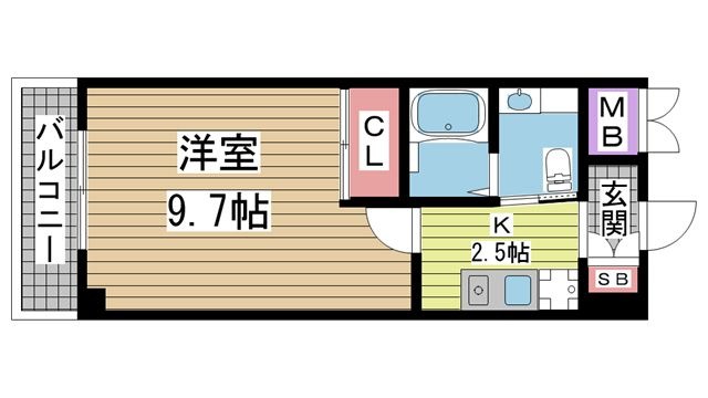 拡大写真：アロハ海岸通 4階403の間取り