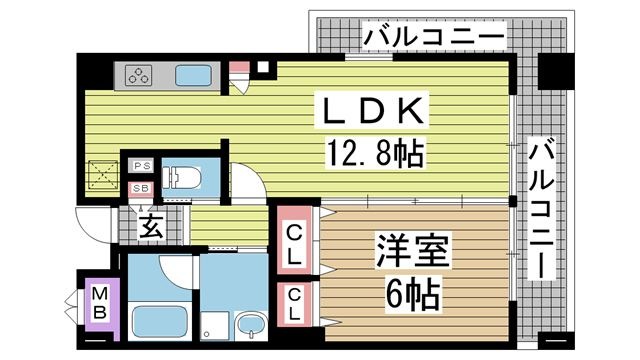 拡大写真:アーバネックス神戸駅前 9階901の間取り