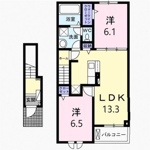 拡大写真:Casa Lino C 2階203の間取り