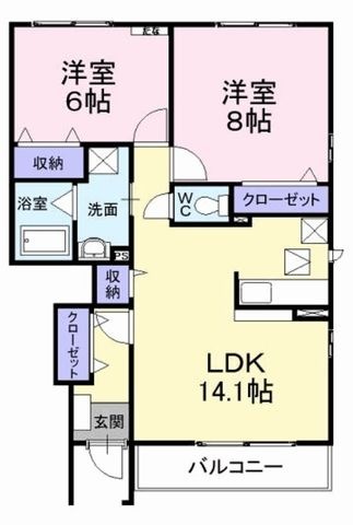 拡大写真:カーサ プラシードⅡ 1階103の間取り