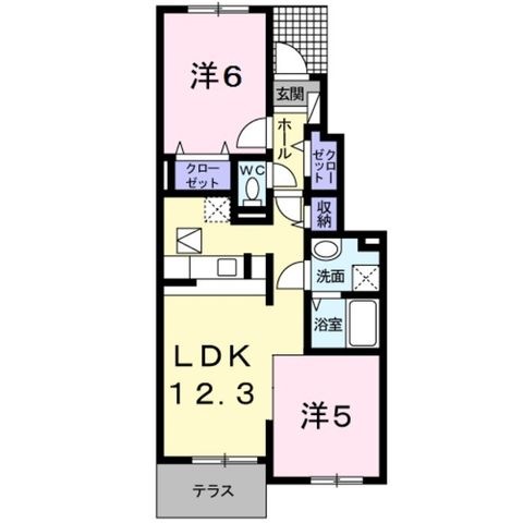 拡大写真:フラン 1階102の間取り