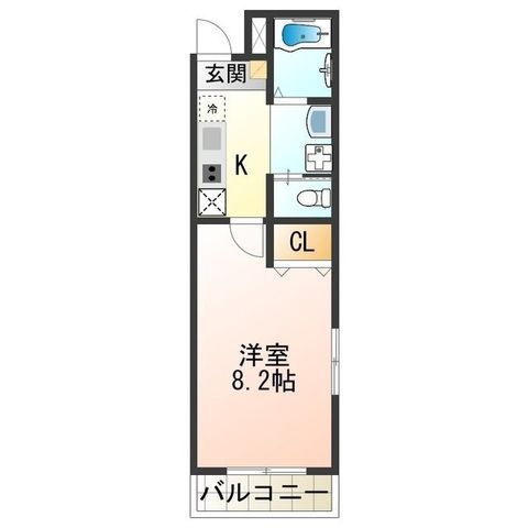 拡大写真:ブライト日根野 2階201の間取り