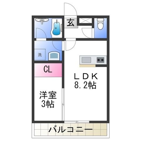 拡大写真:エクストリーム西小二里 1階105の間取り