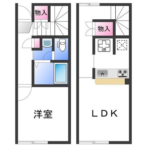 拡大写真:レオネクストほしやⅡ 2階106の間取り
