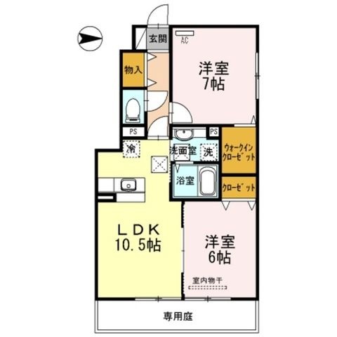 拡大写真:D-room延時A棟 1階101の間取り