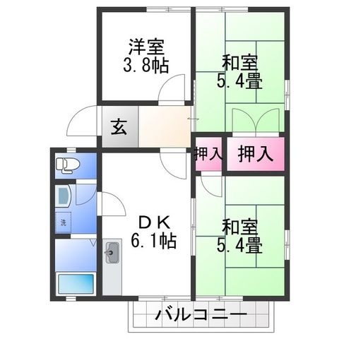拡大写真:ディアス寿里 2階203の間取り