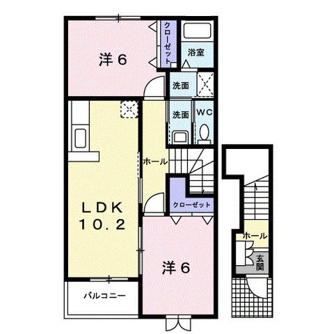 拡大写真:倉敷市玉島乙島 2階201の間取り