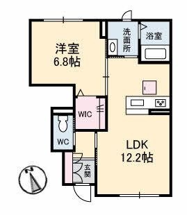拡大写真：倉敷市船穂町船穂 1階102の間取り