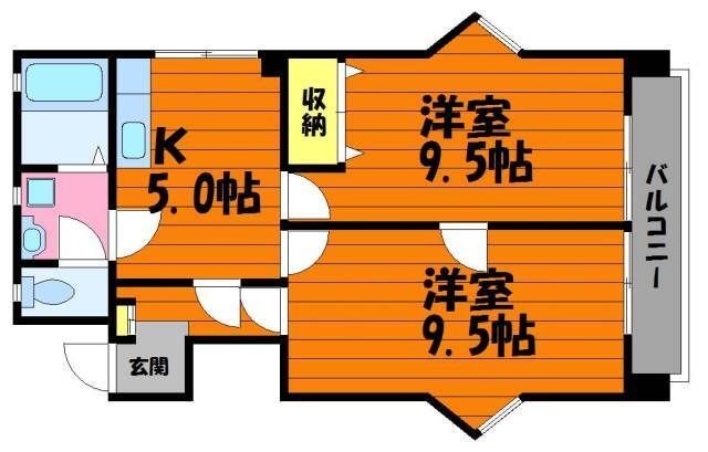 拡大写真:ウェッジコート中庄 5階503の間取り