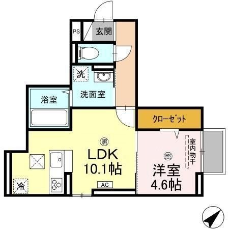 拡大写真:RESIDENCE阿知 1階102の間取り