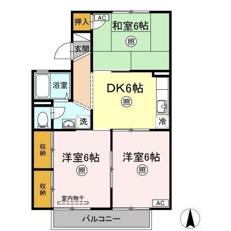 拡大写真:ジョイファミリー総社 B棟 2階203の間取り
