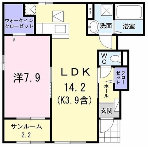 拡大写真：青梅市師岡町２丁目 1階101の間取り