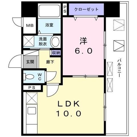 拡大写真:相模原市中央区相模原4丁目 7階701の間取り
