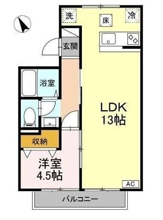 拡大写真:羽村市小作台2丁目 1階101の間取り