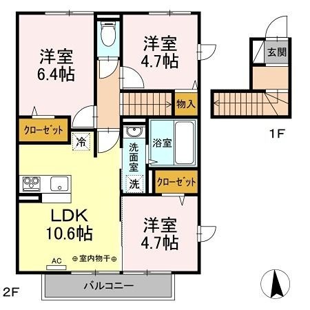 拡大写真:日野市石田1丁目 2階201の間取り