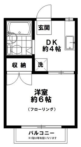 拡大写真：エステートピア八王子 1階102の間取り