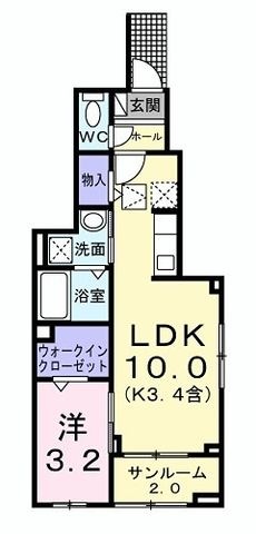 拡大写真:ルソレイユ 1階101の間取り