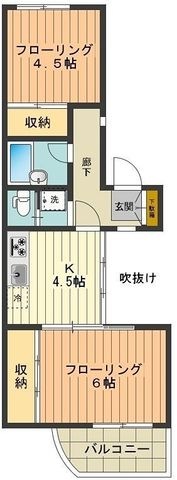 拡大写真:八王子市初沢町 2階205の間取り