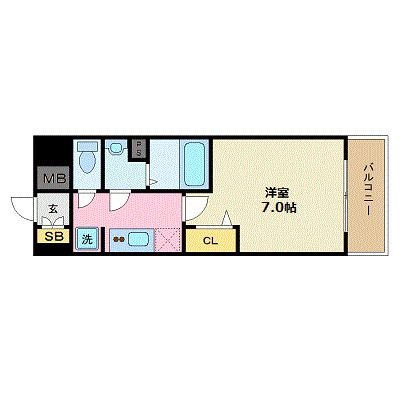 拡大写真：プレサンス広島中央 12階1203の間取り