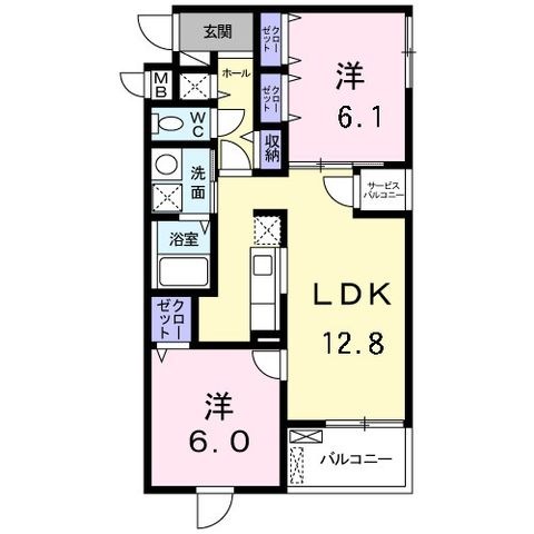 拡大写真：アルページュ祇園 3階301の間取り