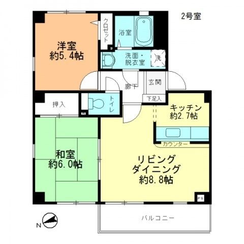 拡大写真:フォブールトロワ向井 3階302の間取り