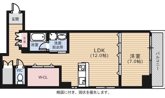 拡大写真:広島市中区幟町 3階302の間取り