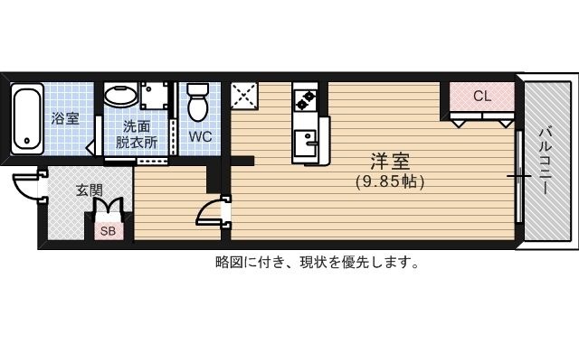 拡大写真:Biotop(ビオトープ)広瀬 3階303の間取り