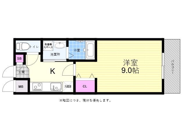 拡大写真:広島市西区南観音町 9階901の間取り