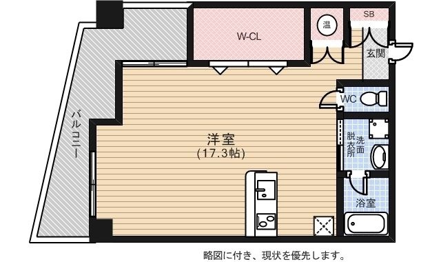 拡大写真:広島市中区幟町 7階704の間取り