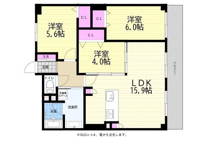 拡大写真:広島市南区段原2丁目 8階803の間取り