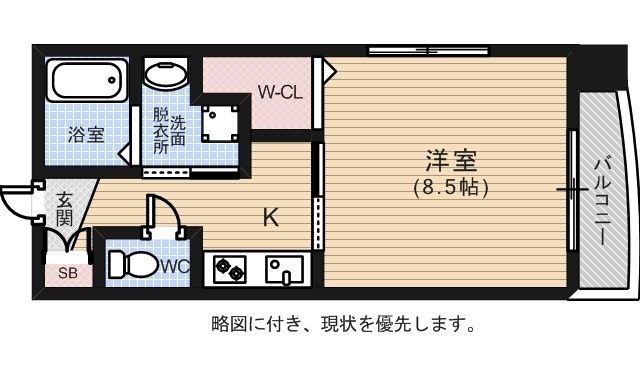 拡大写真:ルービンス観音町 2階201の間取り