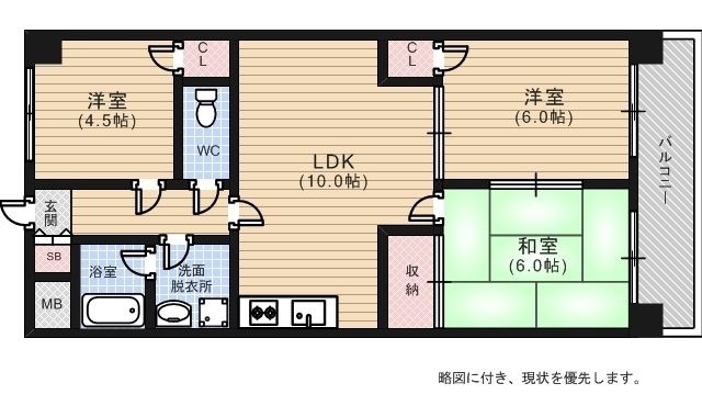 拡大写真：広島市中区十日市町１丁目 9階903の間取り