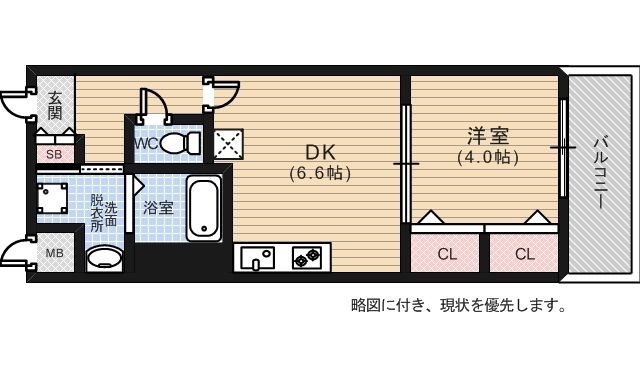 拡大写真:広島市中区河原町 10階1002の間取り