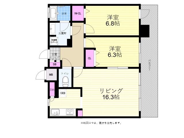 拡大写真:広島市西区南観音3丁目 9階902の間取り