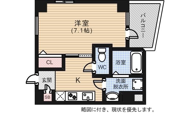 拡大写真:広島市中区国泰寺町2丁目 4階402の間取り