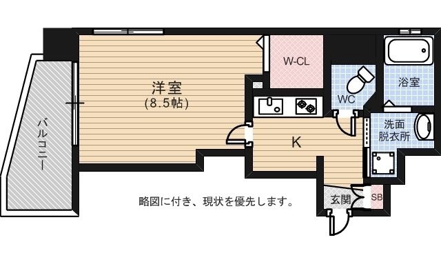 拡大写真:ルービンス宇品神田 8階803の間取り