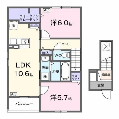 拡大写真:パーシモンⅢ 2階201の間取り