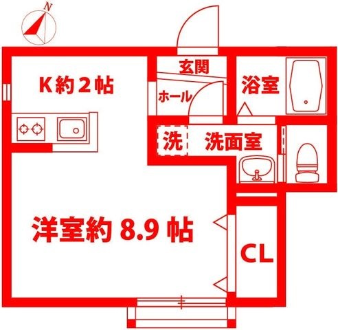 拡大写真:ゆうなぎ荘 1階102の間取り