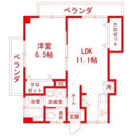 拡大写真:月岡マンション 4階401の間取り