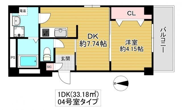 拡大写真:東大阪市高井田本通7丁目 5階504の間取り