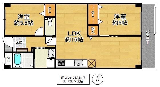 拡大写真:大阪市鶴見区今津南1丁目 4階409の間取り