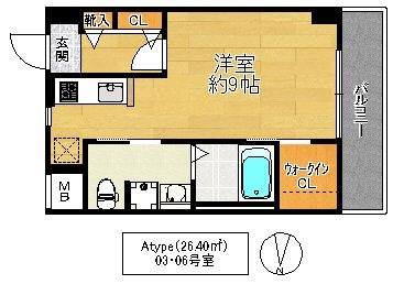 拡大写真:大阪市城東区鴫野西5丁目 2階207の間取り